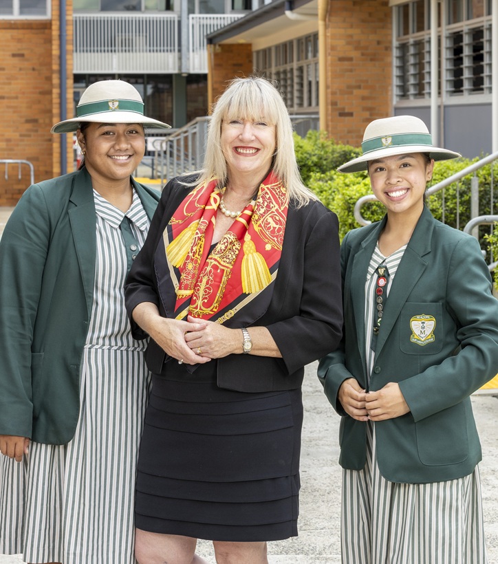 Principal with two students