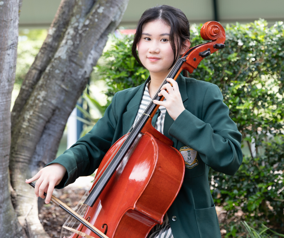 student playing a musical instrument